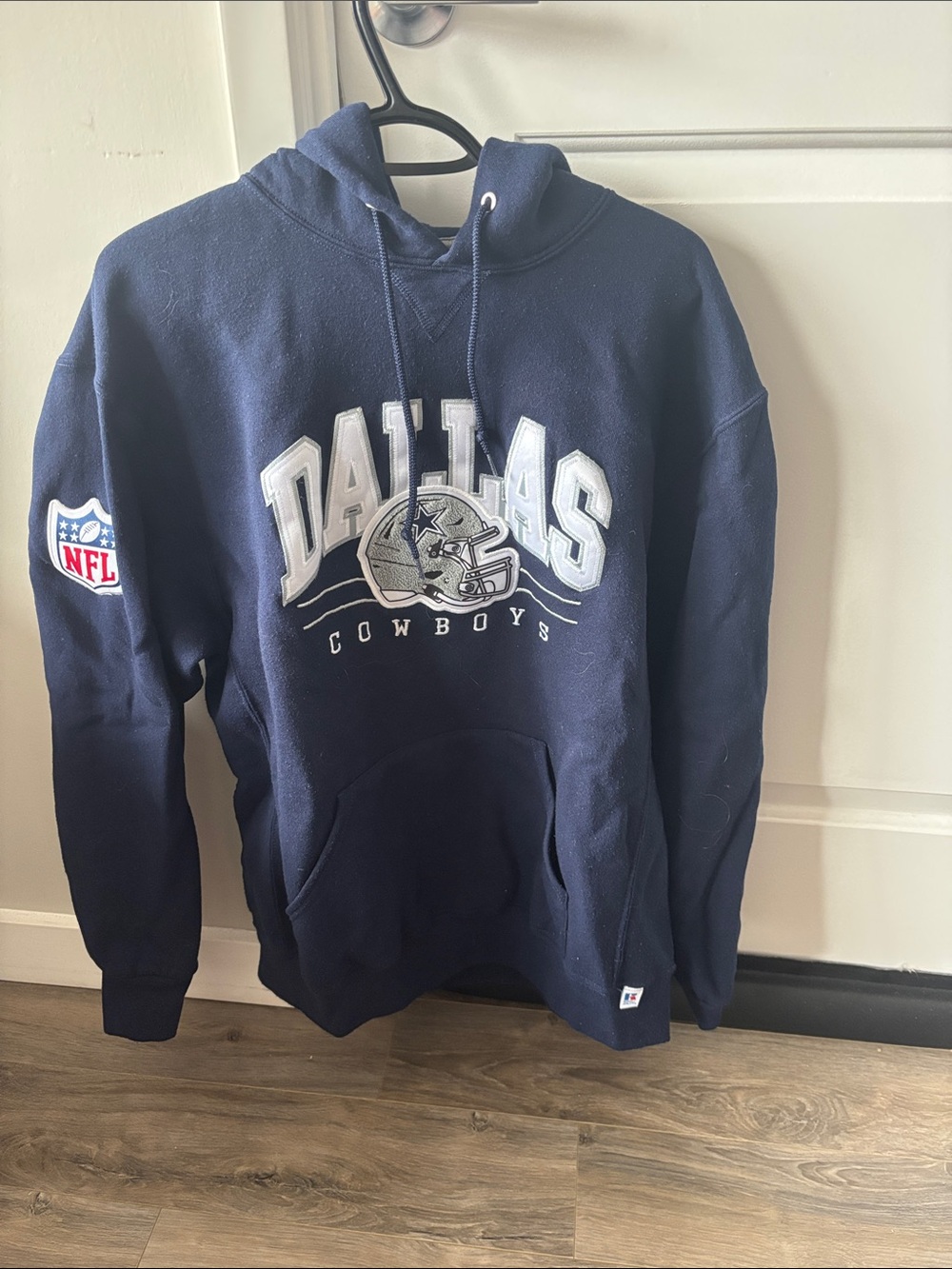 NFL Dallas Cowboys Navy Pullover Hoodie with Helmet Graphic